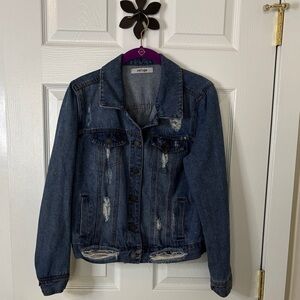 Refuge Women's Distressed Blue Jean Jacket Size Medium
